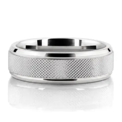 10K white gold 7mm. same as picture Mesh Inlay Two-Tone Wedding Ring - main view thumbnail