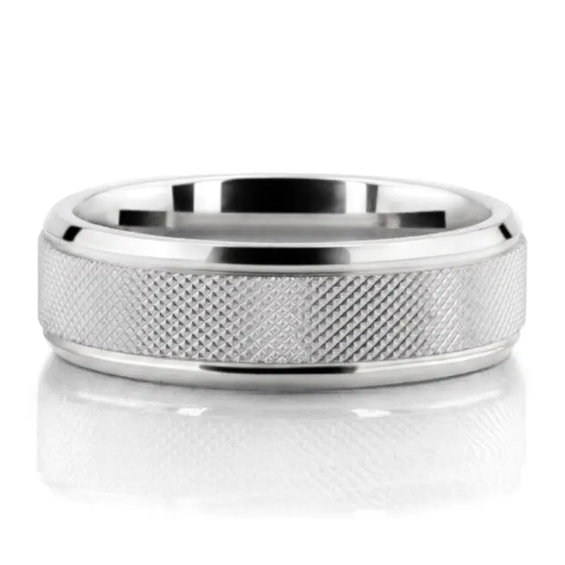 10K white gold 7mm. same as picture Mesh Inlay Two-Tone Wedding Ring - main view