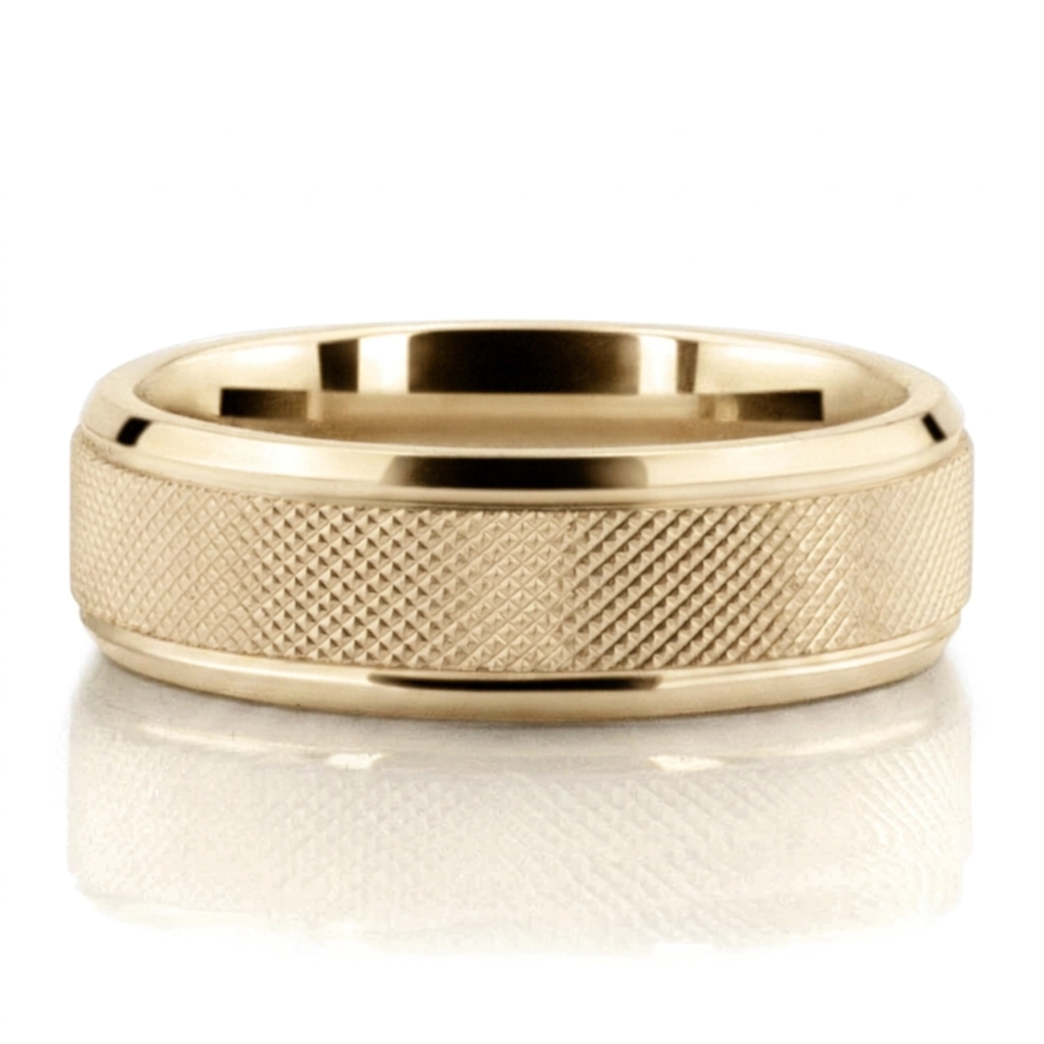 10K yellow gold 7mm. same as picture Mesh Inlay Two-Tone Wedding Ring - alternate view 3