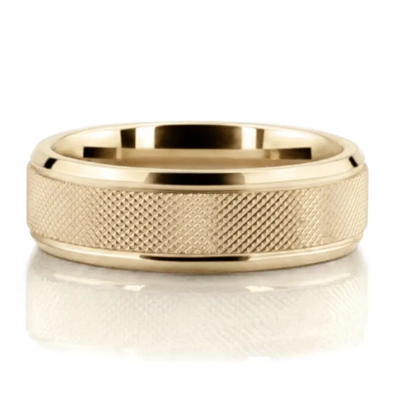 10K yellow gold 7mm. same as picture Mesh Inlay Two-Tone Wedding Ring - alternate view 3