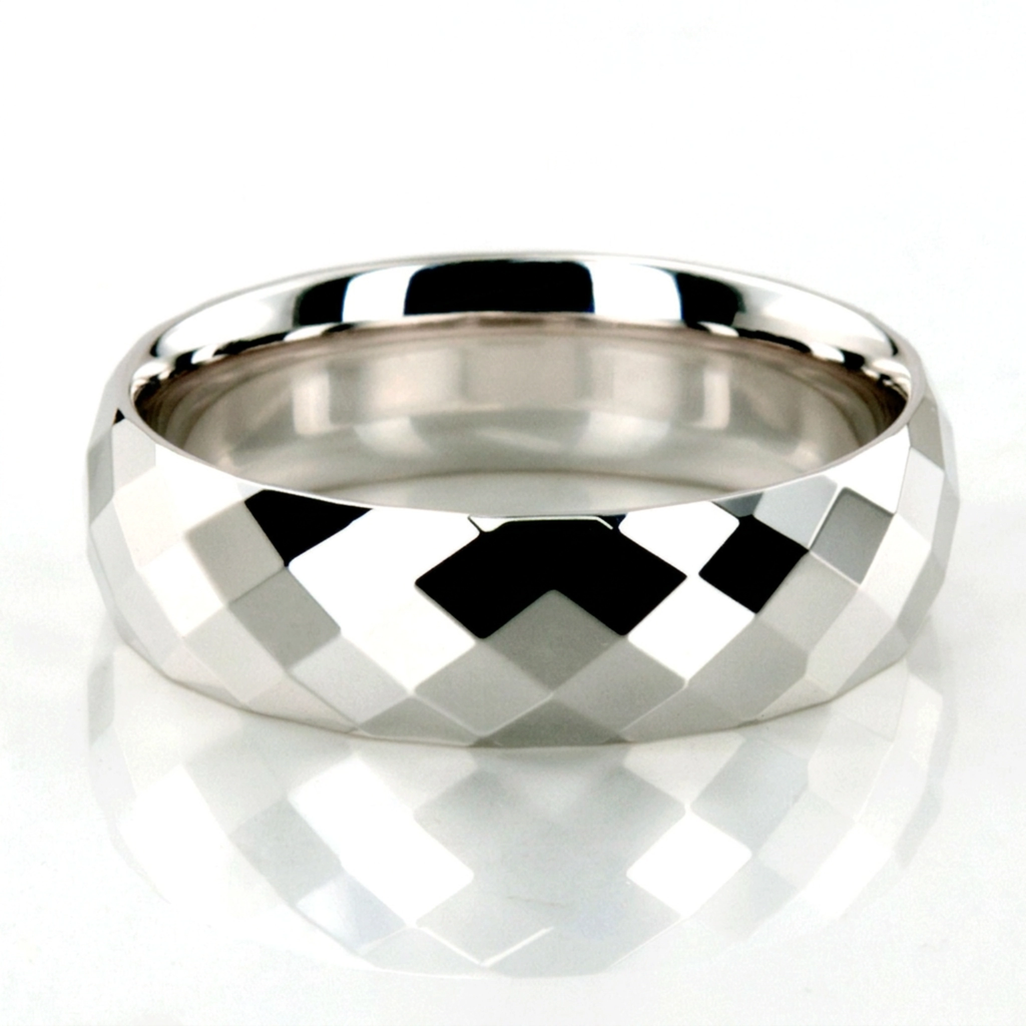 10K white gold 6mm. high polish basic-diamond-carved-wedding-band - main view