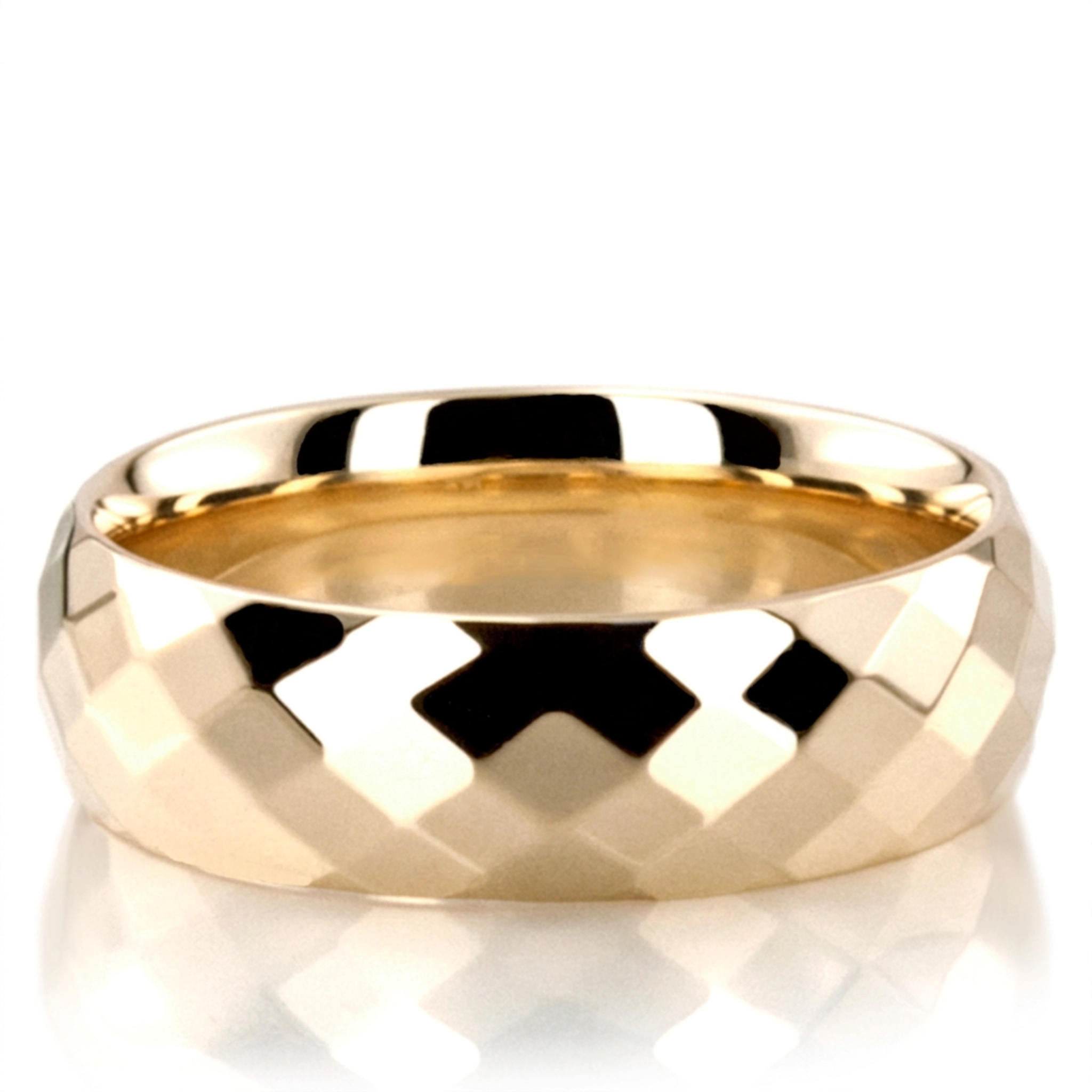 10K yellow gold 6mm. high polish basic-diamond-carved-wedding-band - alternate view 2