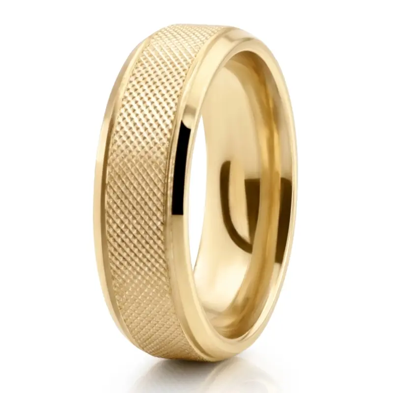 10K yellow gold 7mm. same as picture Mesh Inlay Two-Tone Wedding Ring - alternate view 5
