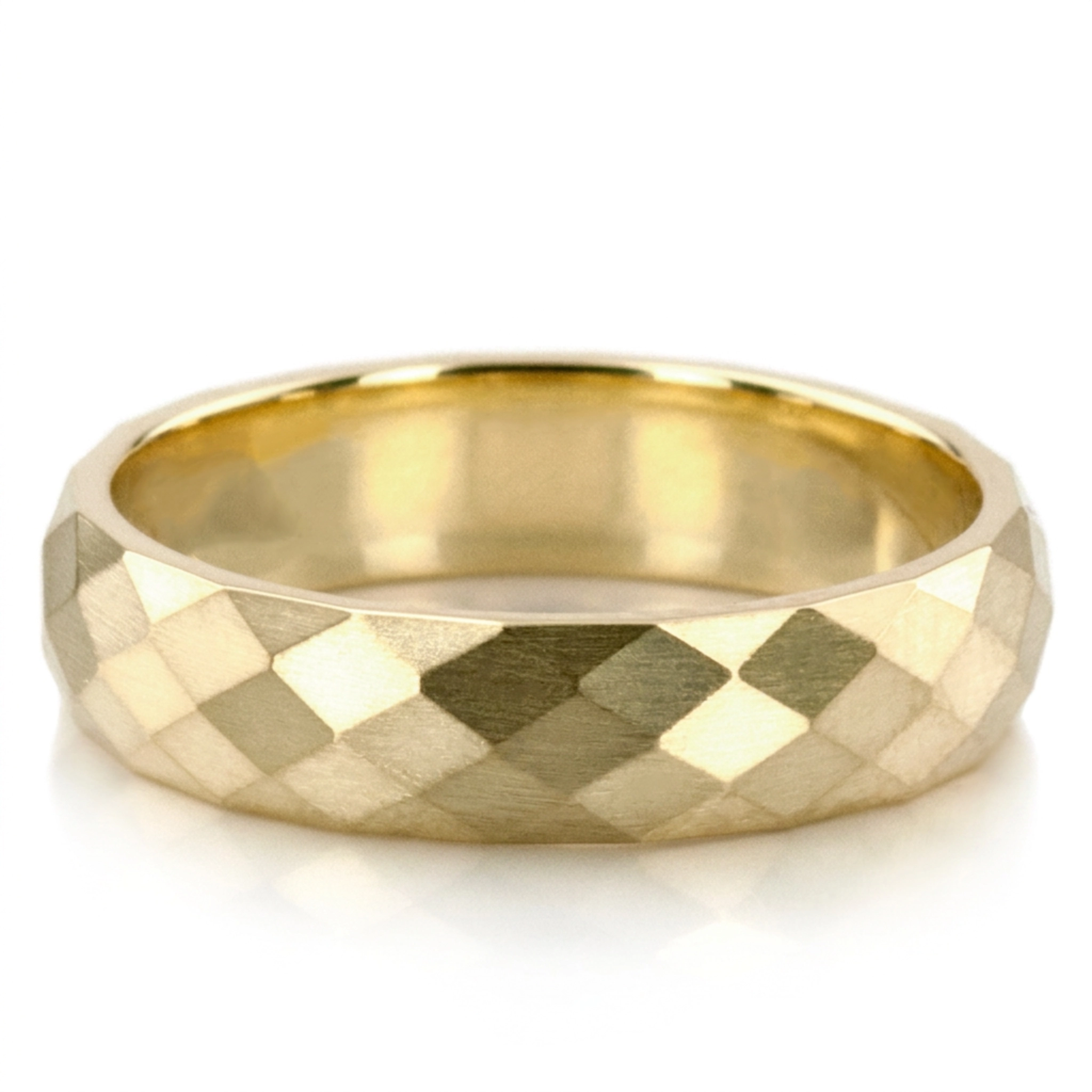 10K yellow gold 5mm. satin basic-diamond-carved-wedding-band - alternate view 4