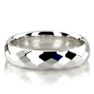 10K white gold 5mm. high polish basic-diamond-carved-wedding-band - alternate view 5 thumbnail