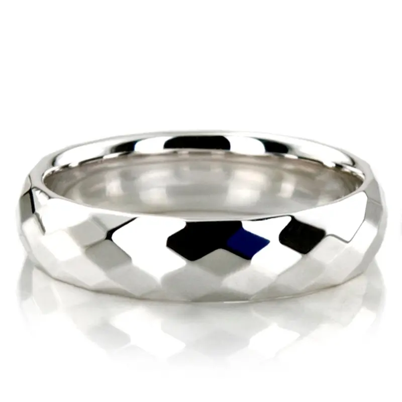 10K white gold 5mm. high polish basic-diamond-carved-wedding-band - alternate view 5