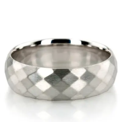 10K white gold 7mm. satin basic-diamond-carved-wedding-band - alternate view 6 thumbnail