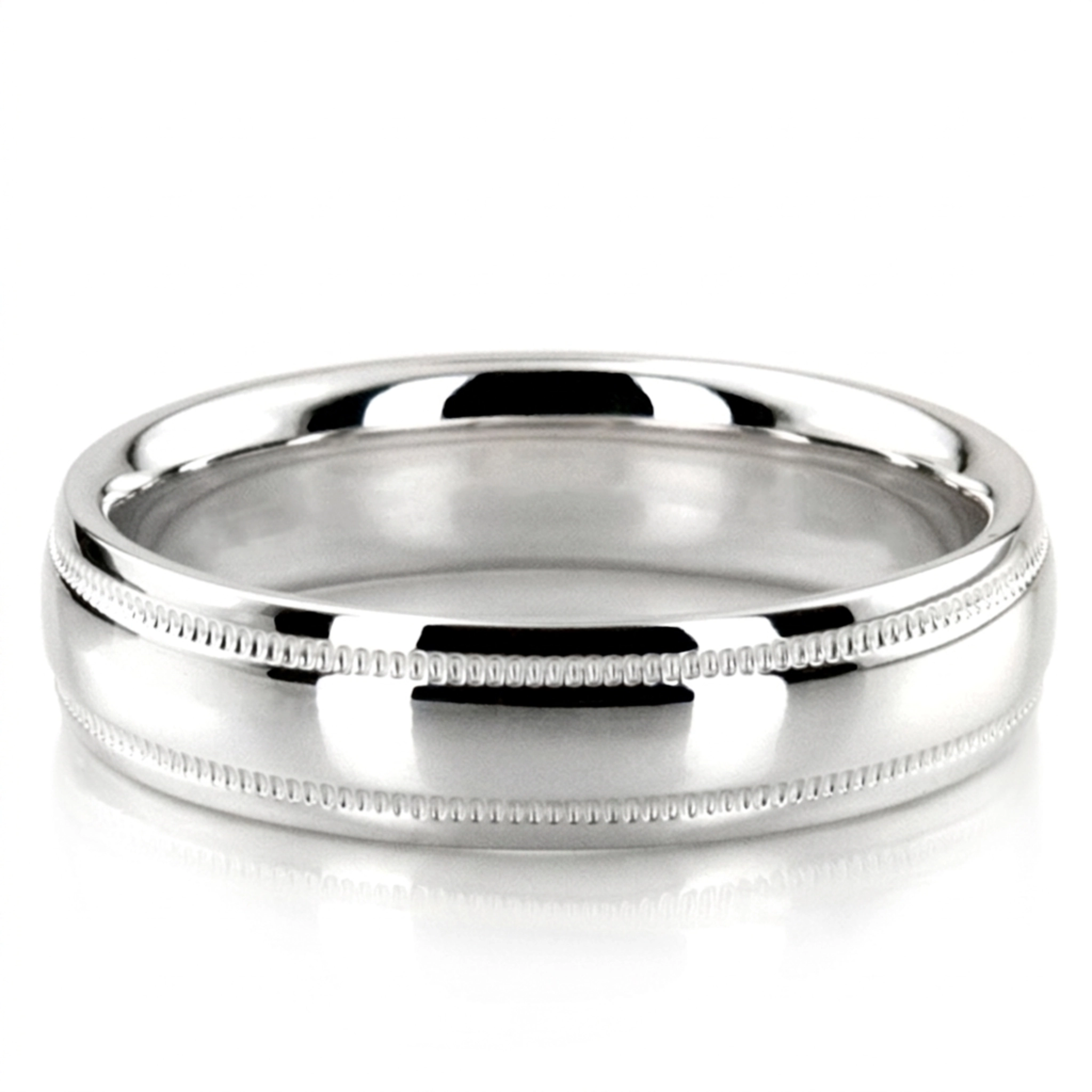 10K white gold 5mm. high polish basic-carved-wedding-bands - alternate view 2
