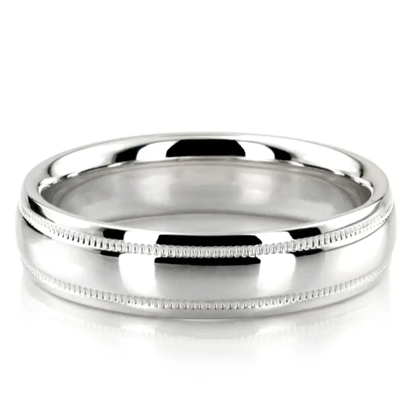 10K white gold 5mm. high polish basic-carved-wedding-bands - alternate view 2