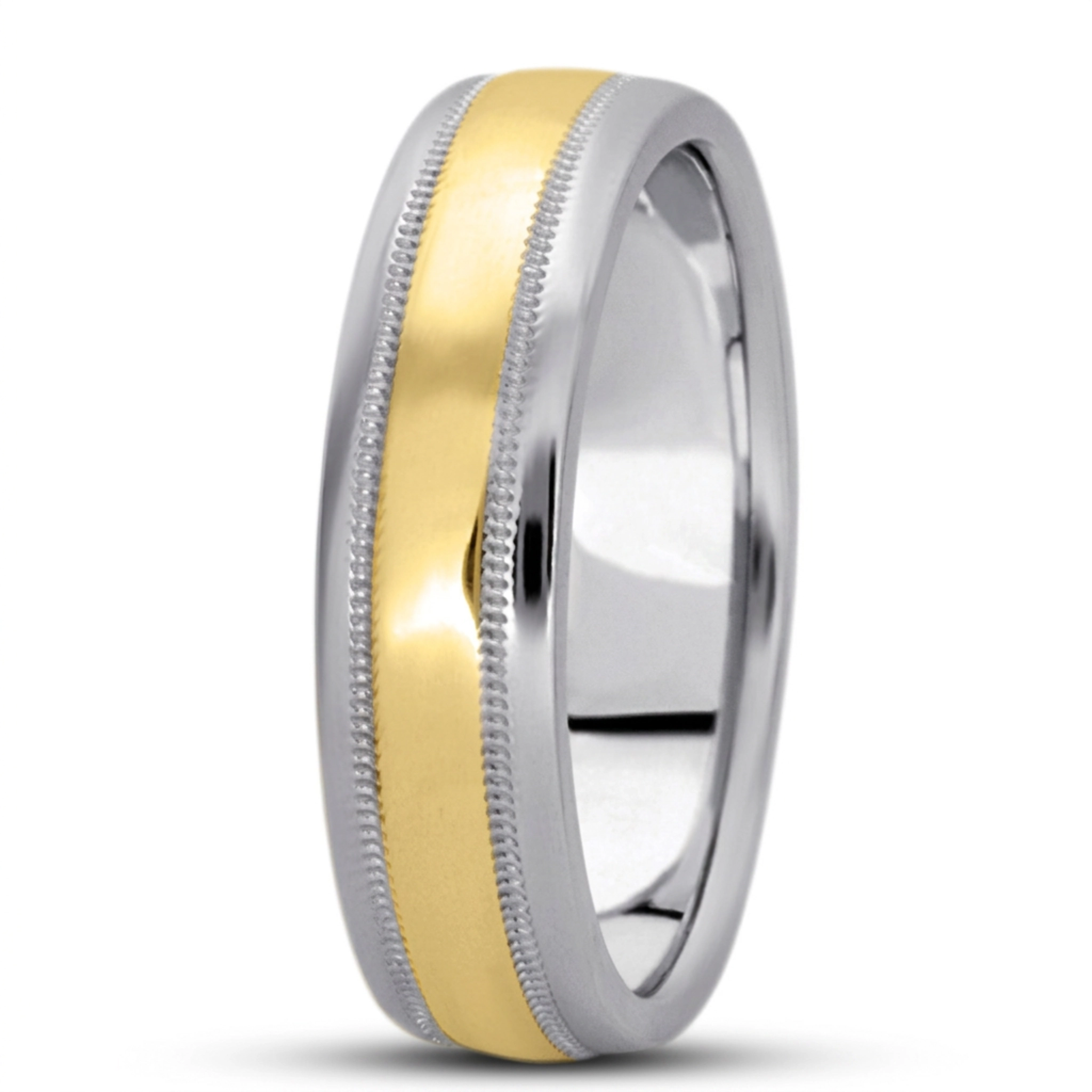 10K white-yellow-white gold 6mm. high polish basic-carved-wedding-bands - alternate view 10