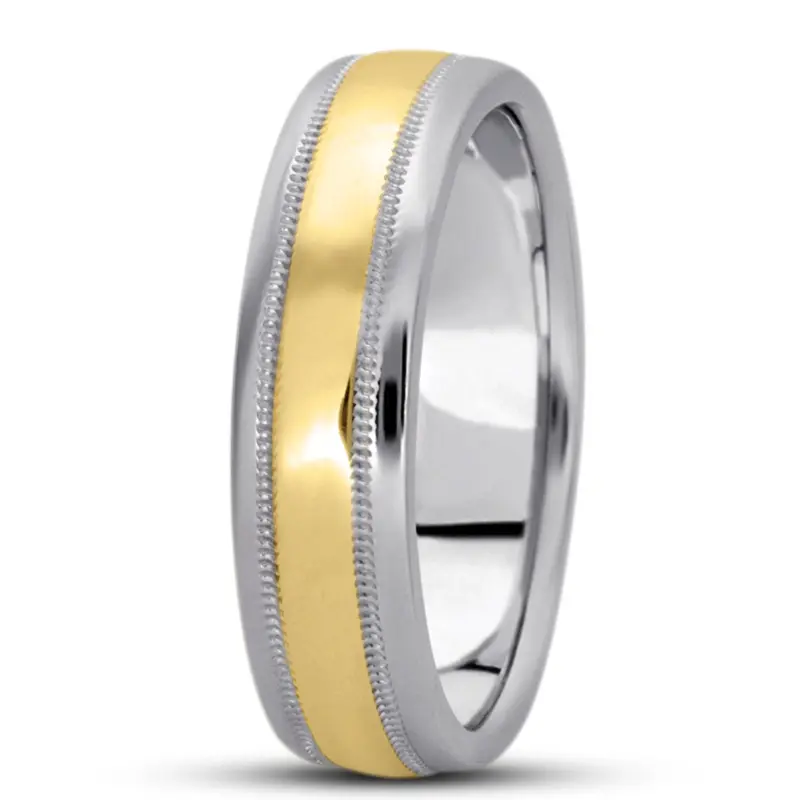 10K white-yellow-white gold 6mm. high polish basic-carved-wedding-bands - alternate view 10