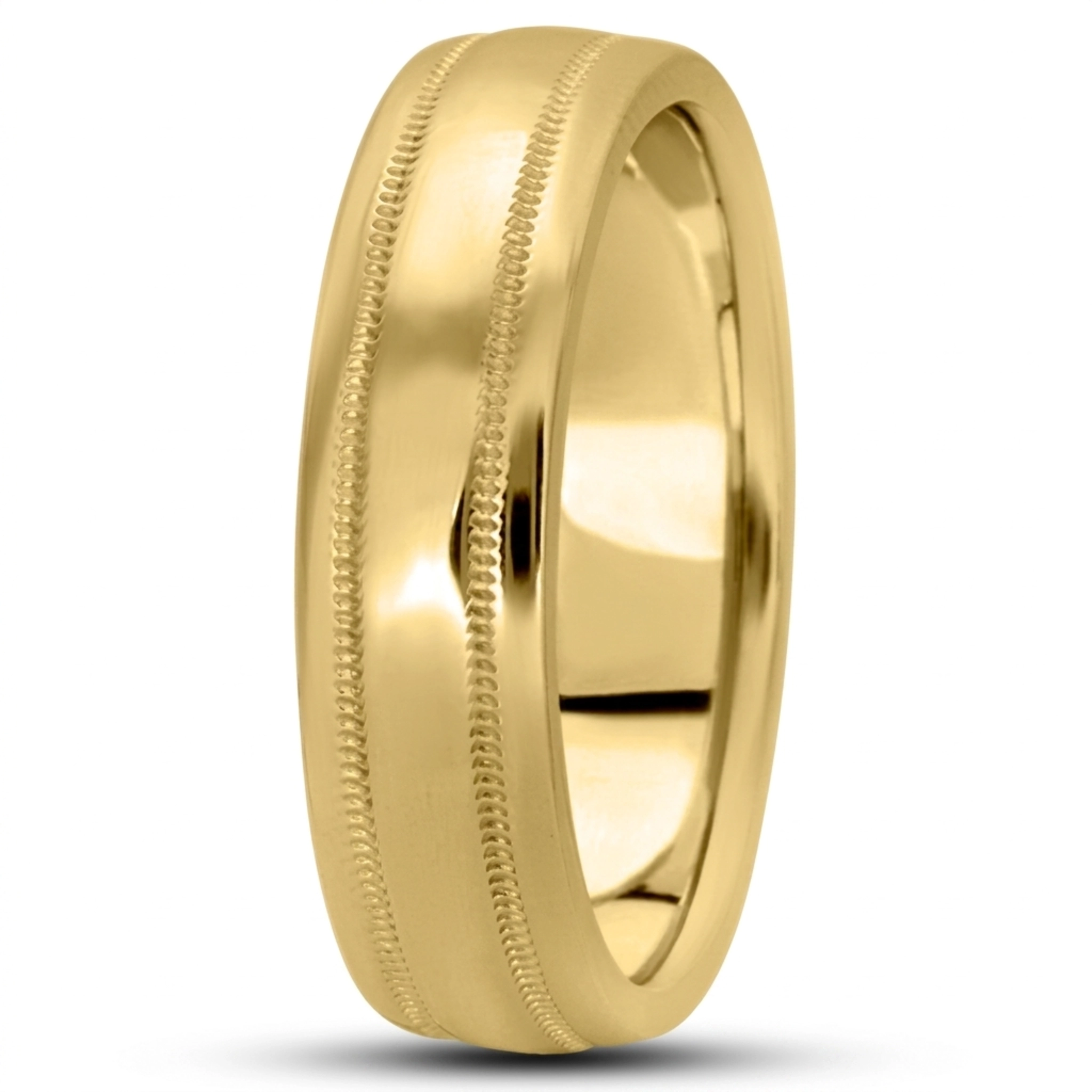 10K yellow gold 6mm. high polish basic-carved-wedding-bands - alternate view 9