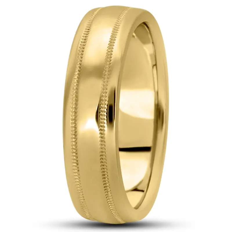 10K yellow gold 6mm. high polish basic-carved-wedding-bands - alternate view 9