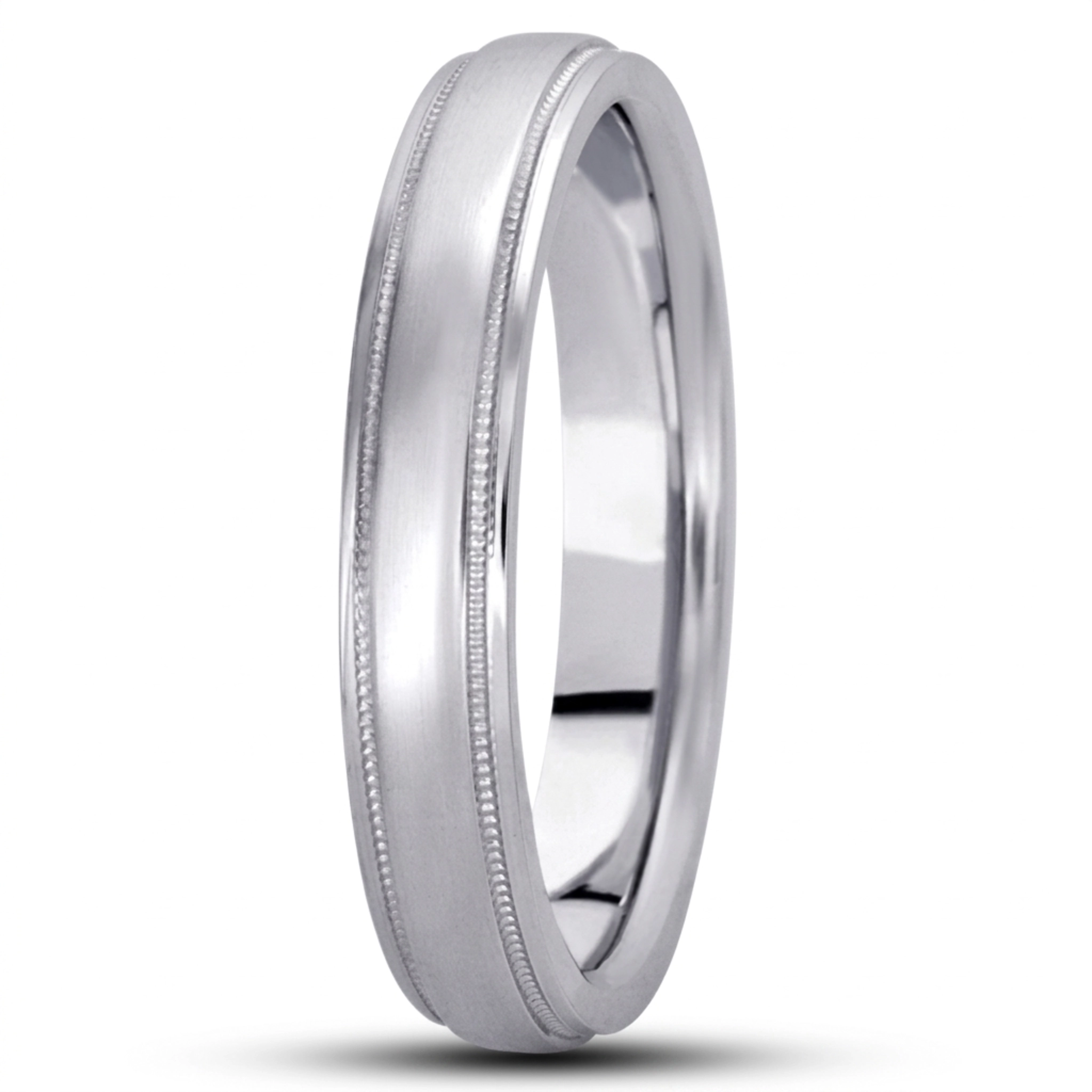 10K white gold 4mm. high polish basic-carved-wedding-bands - alternate view 6