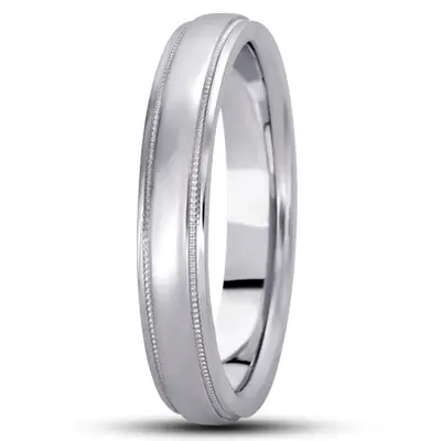 Simple Round Diamond Carved Wedding Ring - view 6 of 10