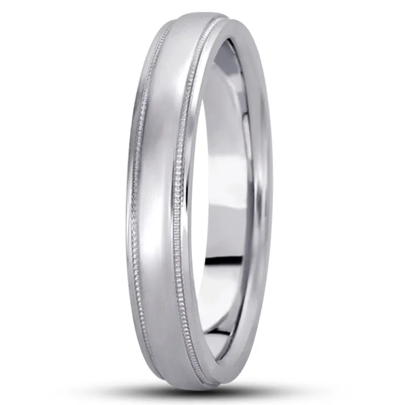 10K white gold 4mm. high polish basic-carved-wedding-bands - alternate view 6