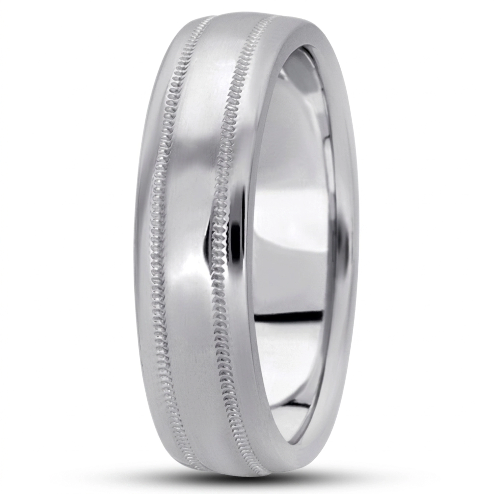 10K white gold 6mm. high polish basic-carved-wedding-bands - alternate view 5
