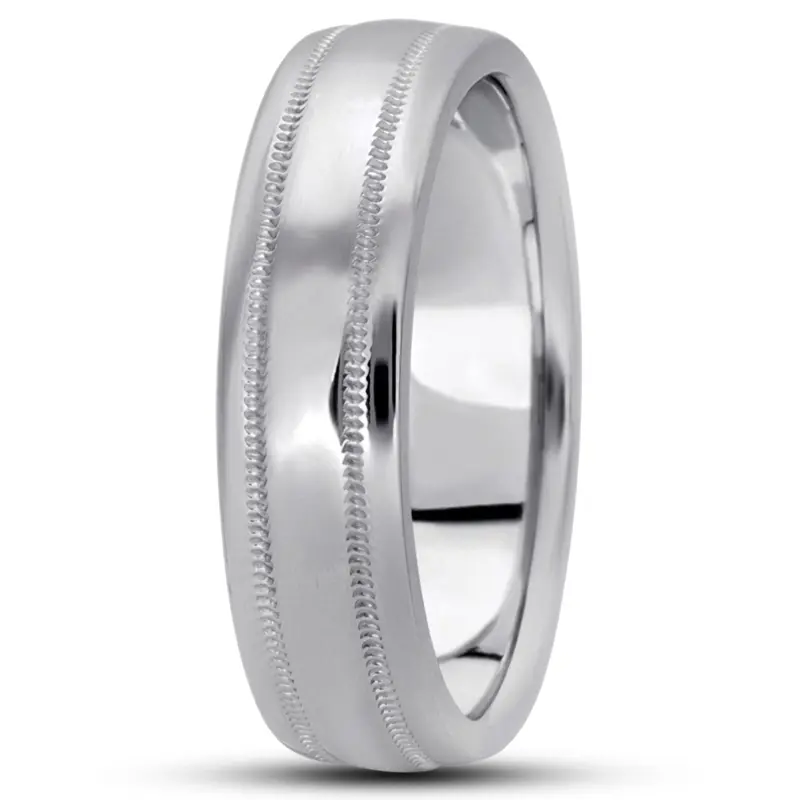 10K white gold 6mm. high polish basic-carved-wedding-bands - alternate view 5