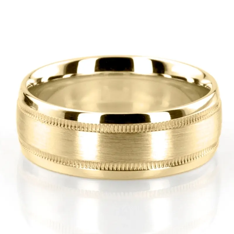 14K yellow gold 7mm. satin milgrain-satin-basic-carved-wedding-band - alternate view 5