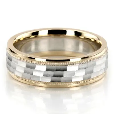 Refined Diamond Carved Wedding Band 