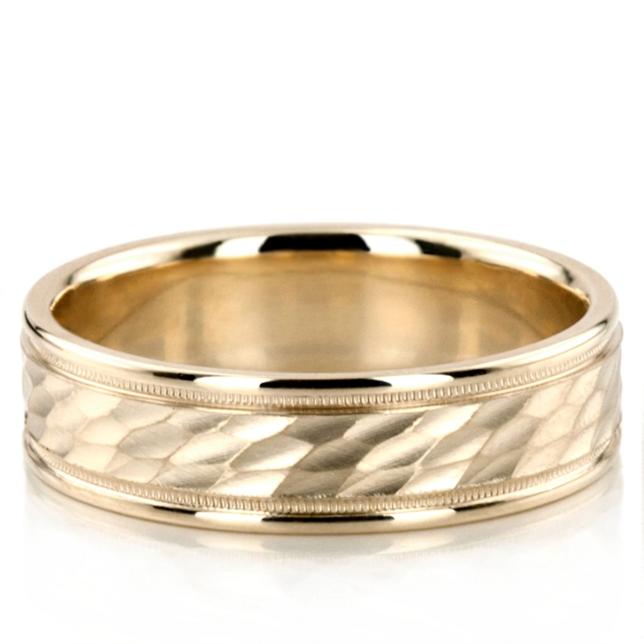 10K yellow gold 7mm. same as picture diamond-carved-wedding-band - alternate view 2