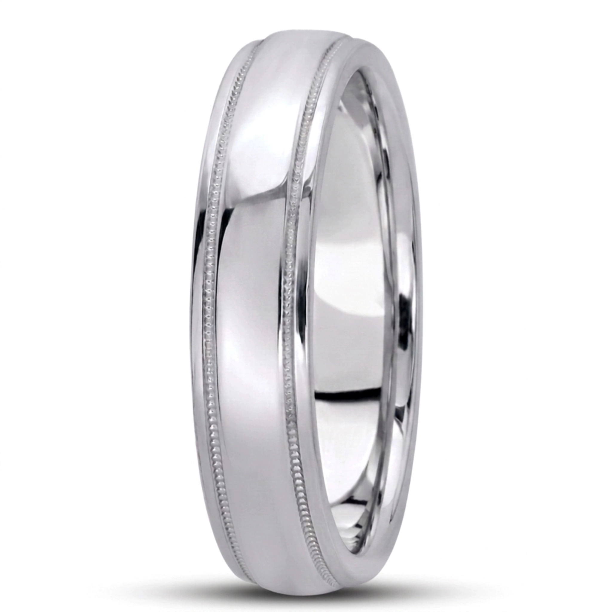 10K white gold 5mm. high polish basic-carved-wedding-bands - alternate view 7