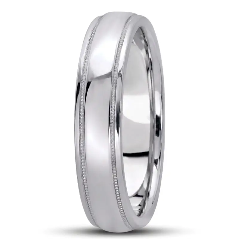 10K white gold 5mm. high polish basic-carved-wedding-bands - alternate view 7
