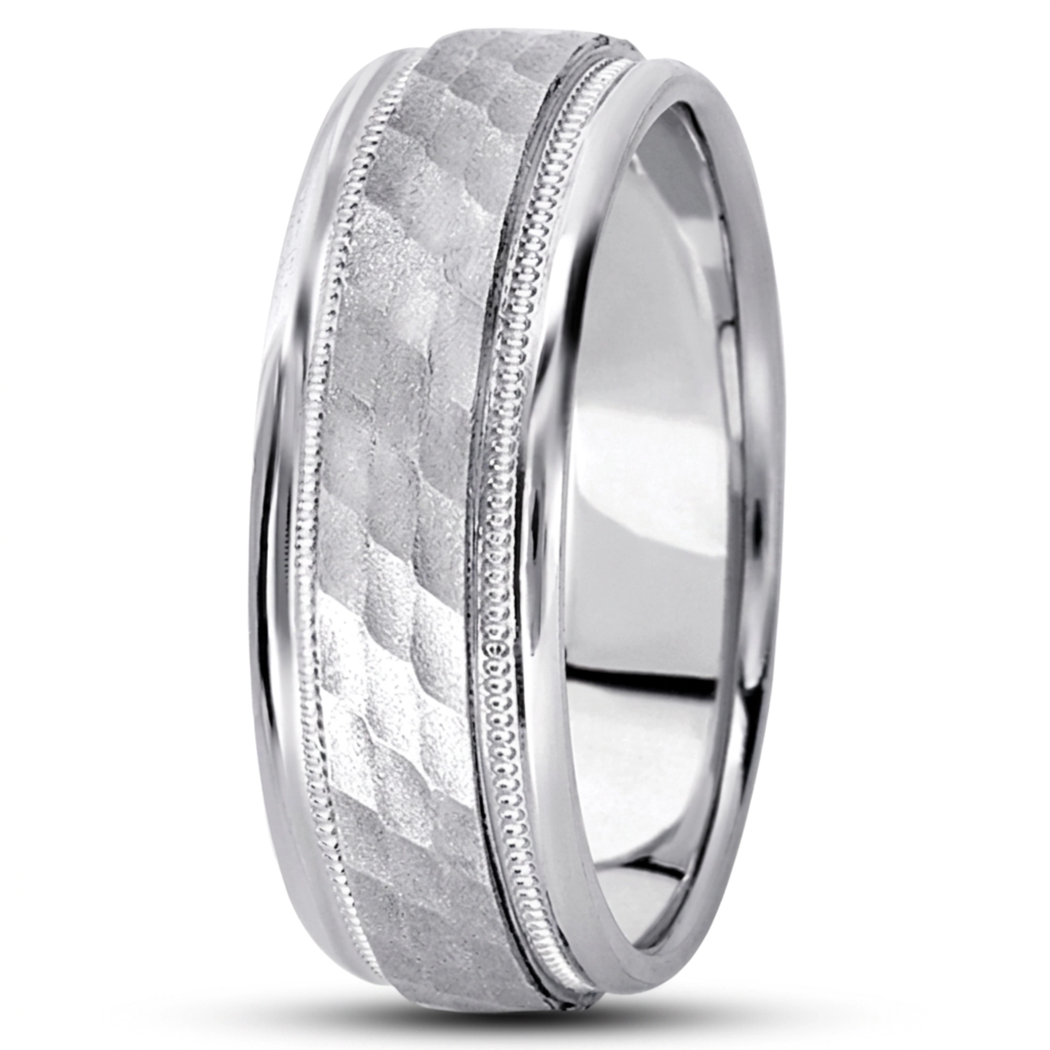 10K white gold 7mm. same as picture diamond-carved-wedding-band - alternate view 7