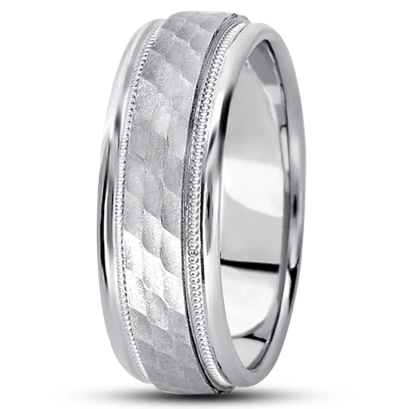 10K white gold 7mm. same as picture diamond-carved-wedding-band - alternate view 7