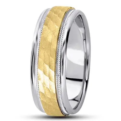 10K white-yellow-white gold 7mm. same as picture diamond-carved-wedding-band - alternate view 8 thumbnail
