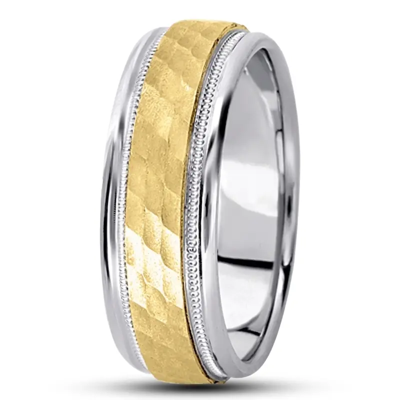 10K white-yellow-white gold 7mm. same as picture diamond-carved-wedding-band - alternate view 8
