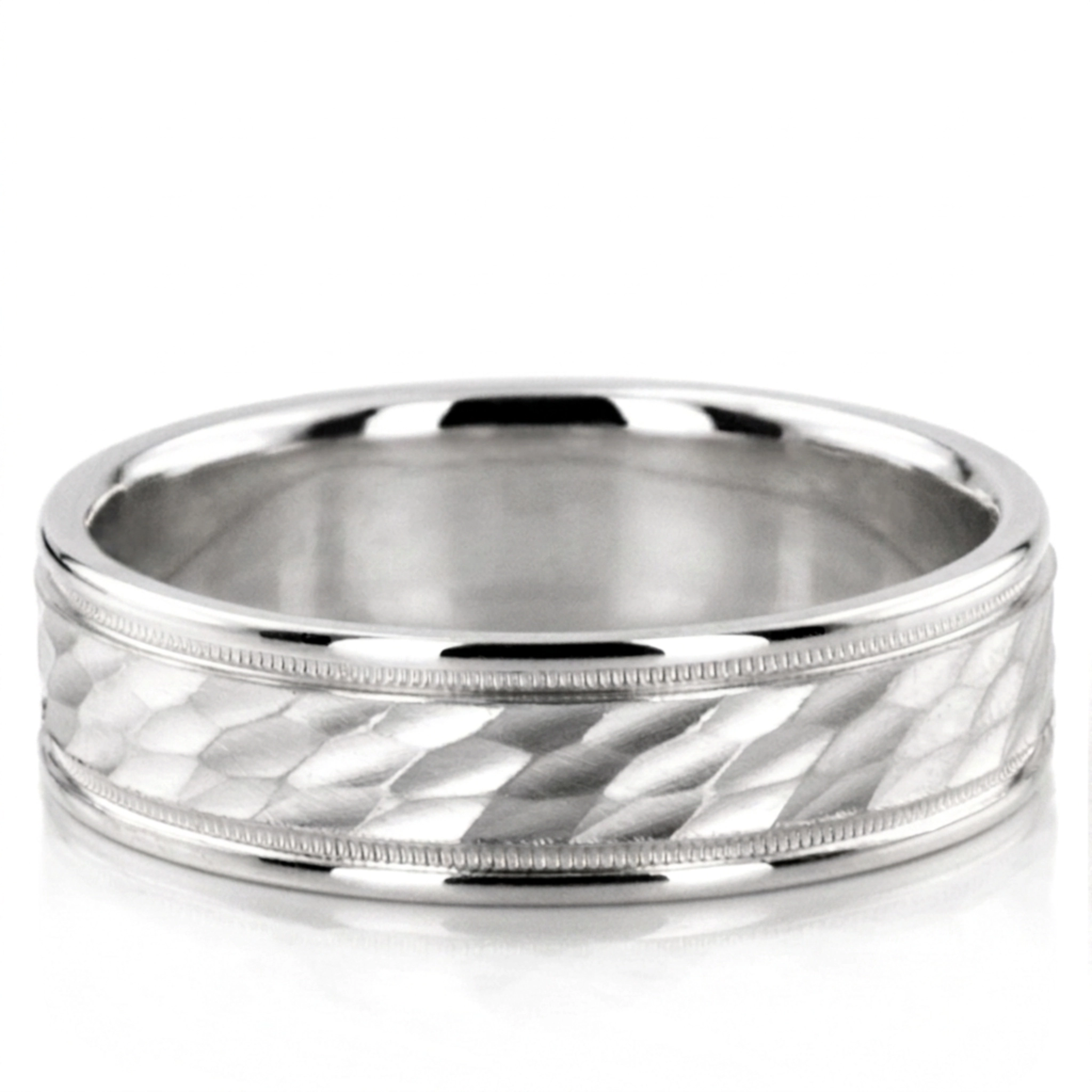 10K white gold 7mm. same as picture diamond-carved-wedding-band - alternate view 3