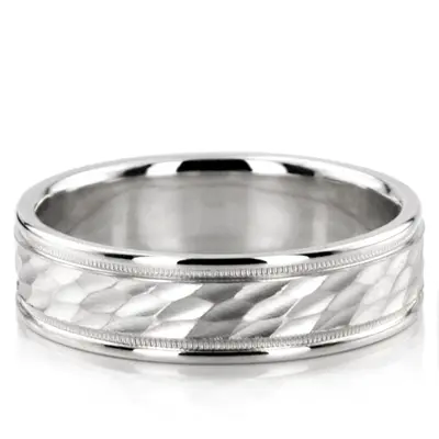 10K white gold 7mm. same as picture diamond-carved-wedding-band - alternate view 3 thumbnail