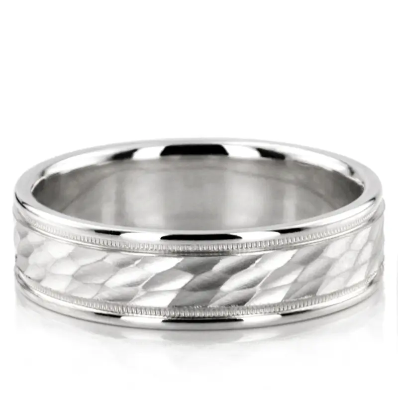 10K white gold 7mm. same as picture diamond-carved-wedding-band - alternate view 3