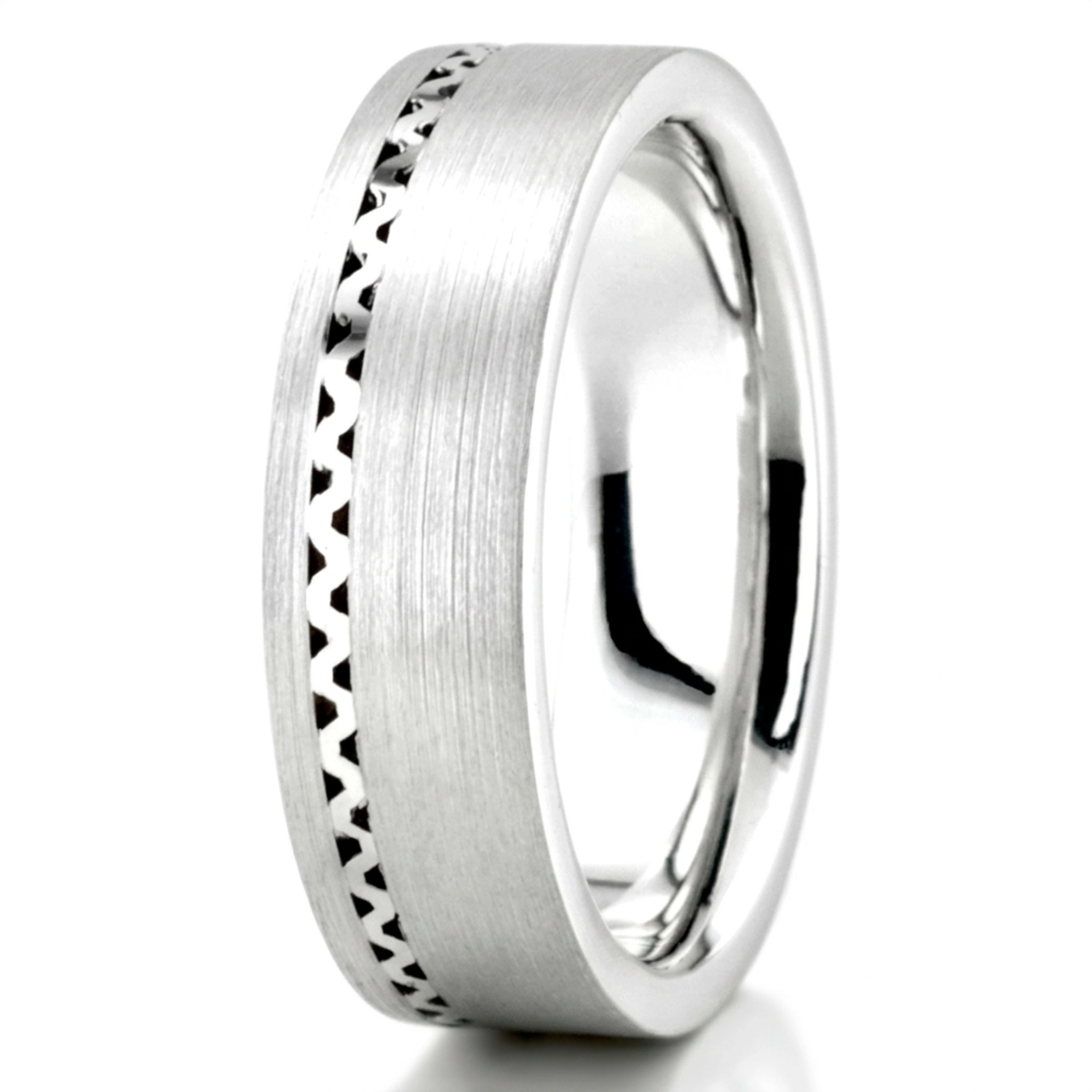 10K white gold 6mm. satin finish hand-made-wedding-ring - alternate view 3