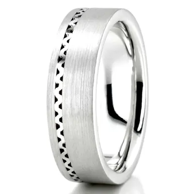 Wave Motif Satin Basic Designer Wedding Band  - view 3 of 4
