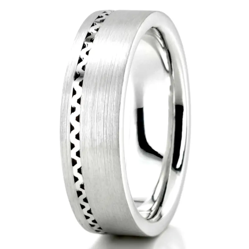 18K white gold 6mm. satin finish hand-made-wedding-ring - alternate view 3
