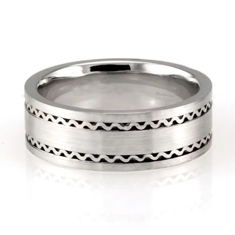 14K white gold 7mm. satin finish hand-made-wedding-ring - main view