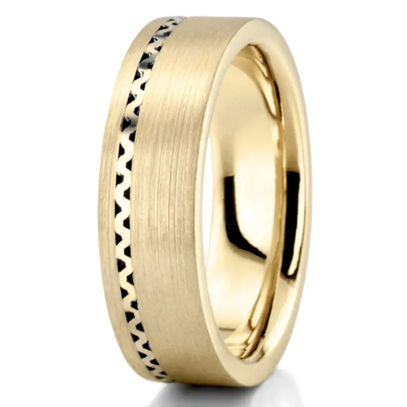 18K yellow gold 6mm. satin finish hand-made-wedding-ring - alternate view 4