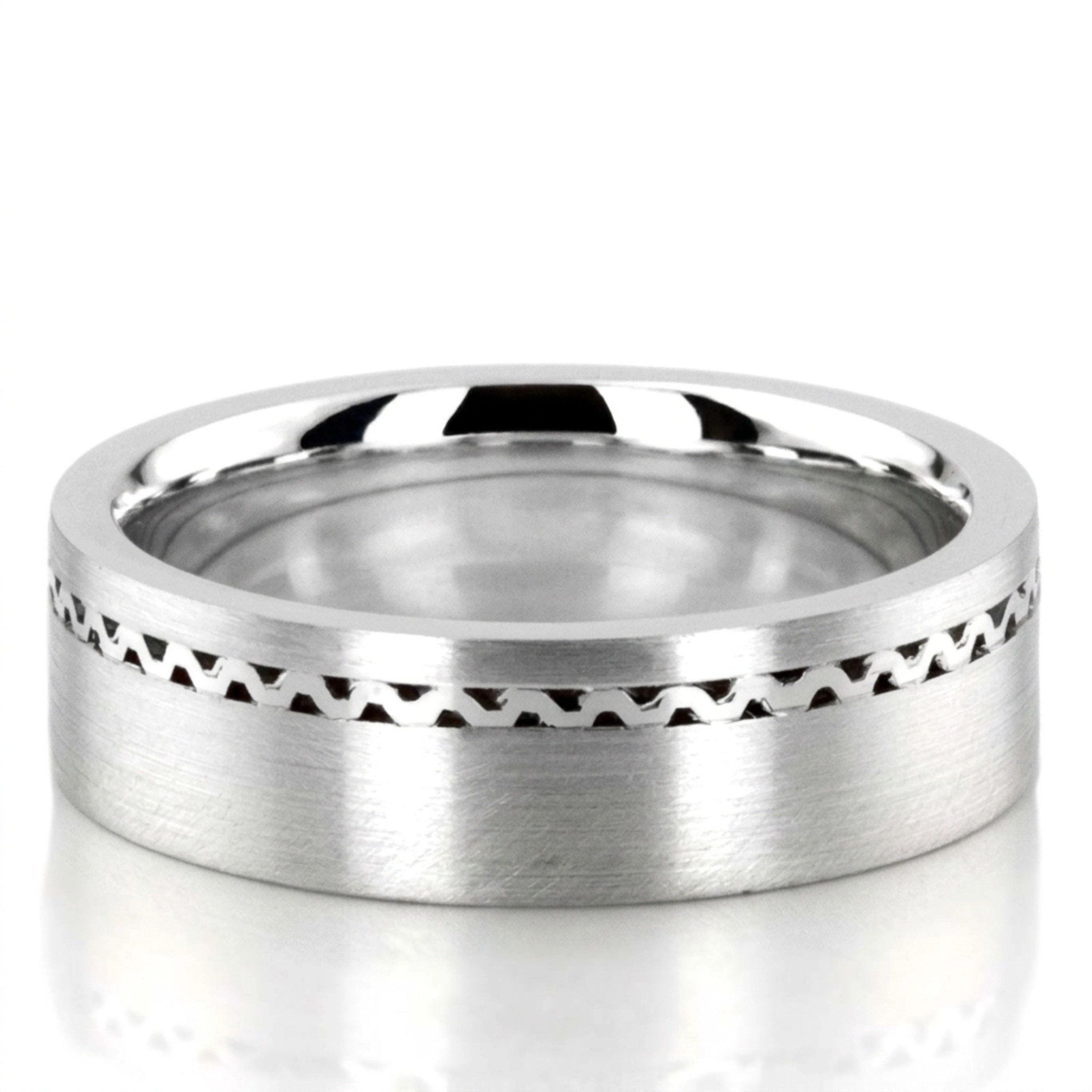 10K white gold 6mm. satin finish hand-made-wedding-ring - main view