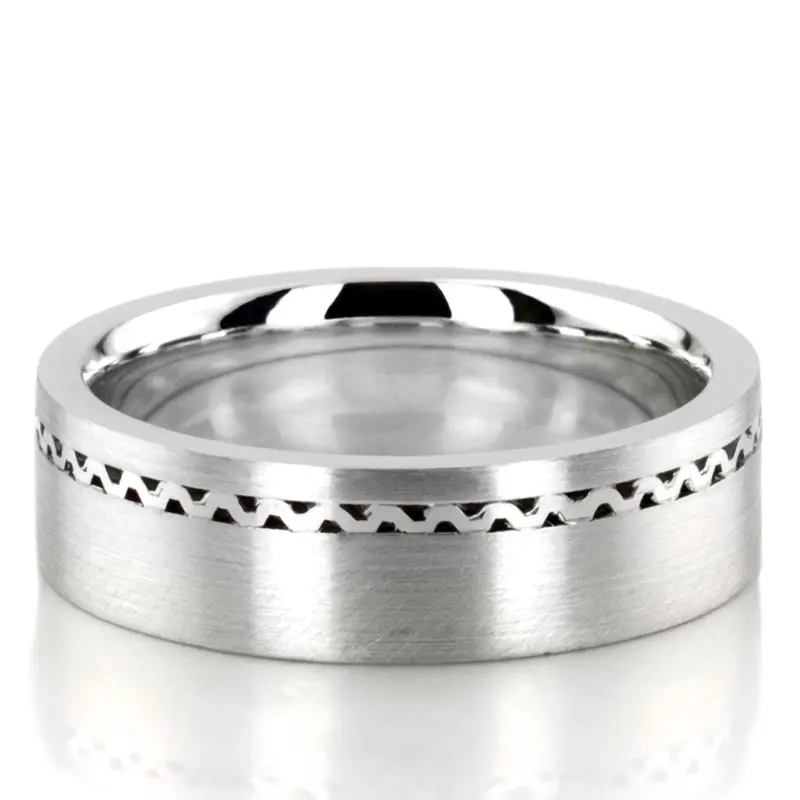 18K white gold 6mm. satin finish hand-made-wedding-ring - main view