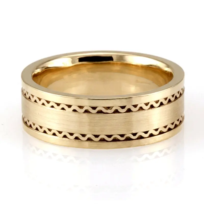 14K yellow gold 7mm. satin finish hand-made-wedding-ring - alternate view 2