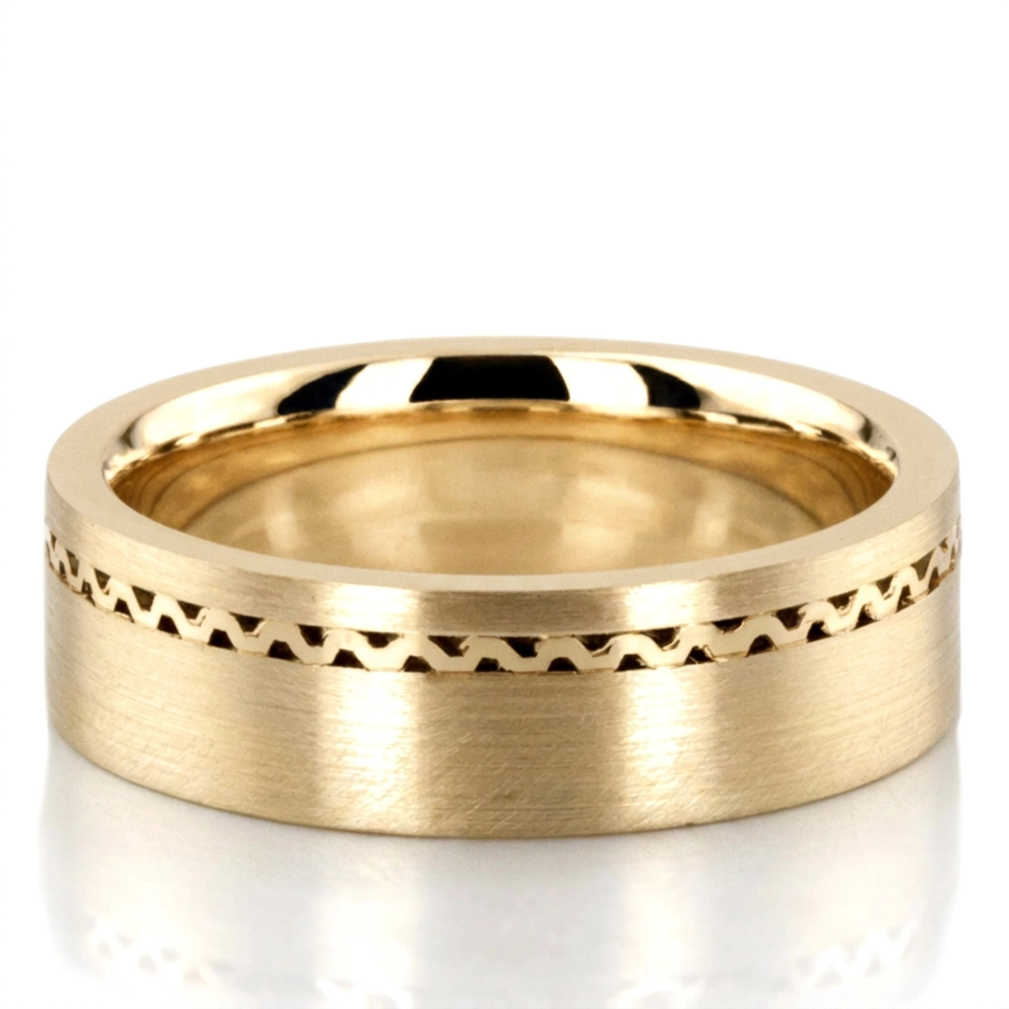 10K yellow gold 6mm. satin finish hand-made-wedding-ring - alternate view 2