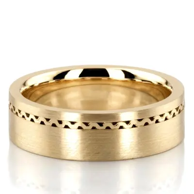 Wave Motif Satin Basic Designer Wedding Band  - view 2 of 4