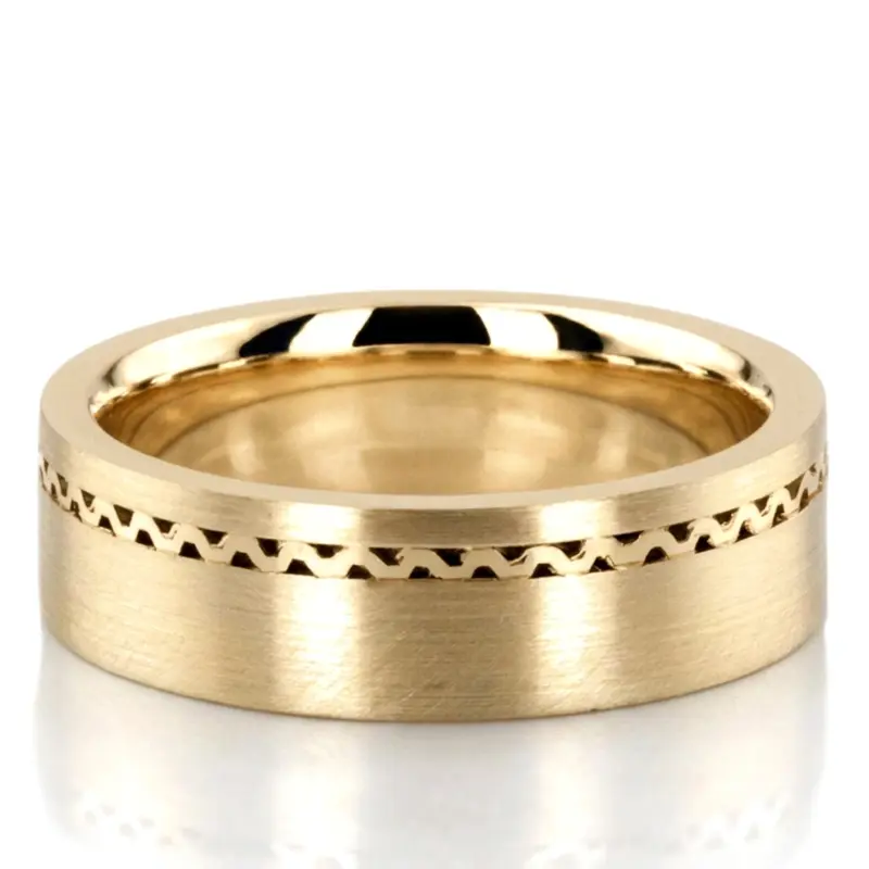 18K yellow gold 6mm. satin finish hand-made-wedding-ring - alternate view 2