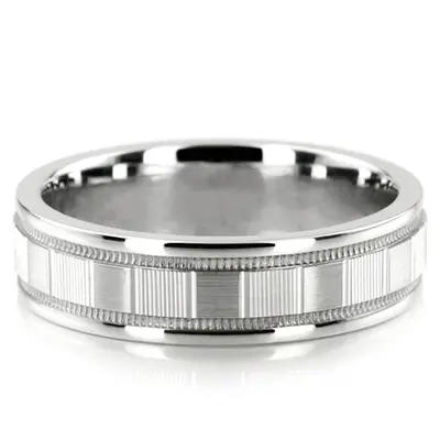 Satin Finished 6mm Milgrain Designer Wedding Ring