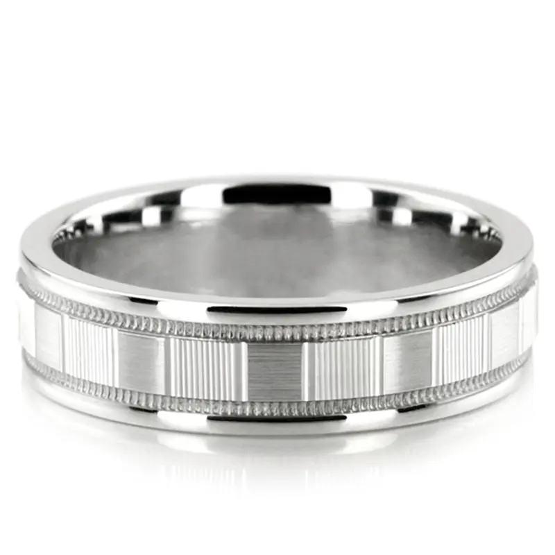 10K white gold 6mm. satin Refined-Design-Basic-Wedding-Band - main view