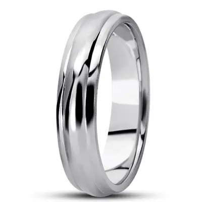 10K white gold 5mm. high polish simple-carved-wedding-bands - main view thumbnail