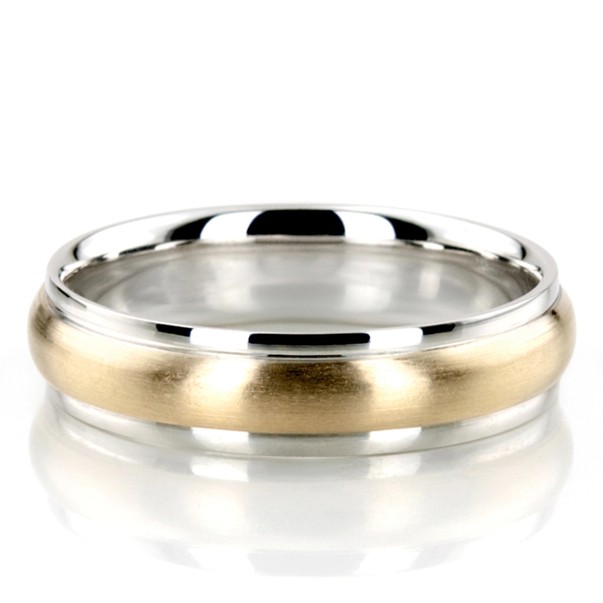 10K white-yellow-white gold 5mm. satin simple-carved-wedding-bands - alternate view 4