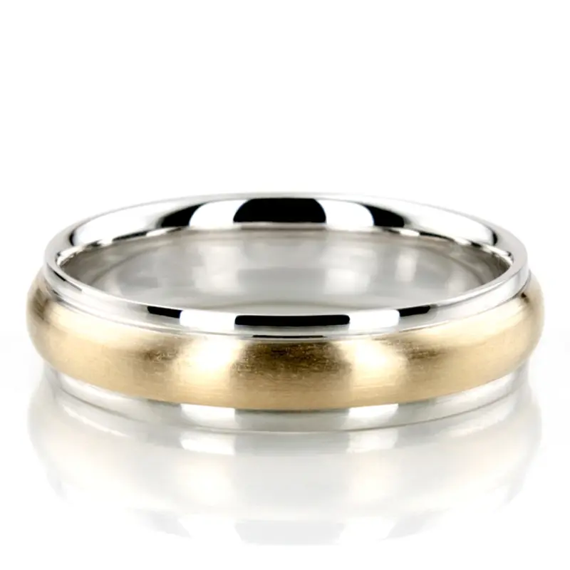 10K white-yellow-white gold 5mm. satin simple-carved-wedding-bands - alternate view 4